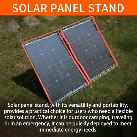 Top view of portable solar panel on folding stand in grass, part of Two Pack Portable Folding Solar Panel Stand No Fixed Install Required