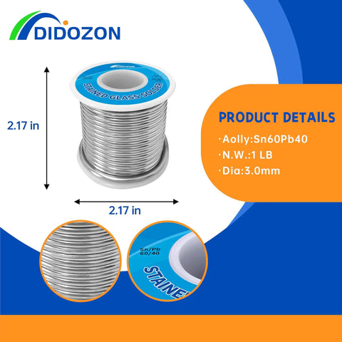 60/40 Solder For Stained Glass Pro Grade Tin Lead Alloy With Smooth Flow One Eighth Inch Diameter One Pound Spool