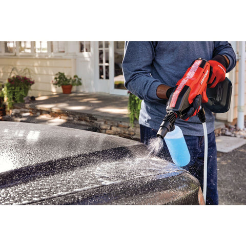 Person using Cordless Pressure Washer Spray Gun Kit With 350 Max PSI, Extension, Soap Bottle, Battery And Charger Included