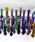 Assorted colorful titanium hex head bolts including Beast Titanium Flanged Hex Head Bolt M6 x 1.0 x 12mm, 6AL4V Aerospace Grade