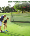 10x7 Ft Golf Practice Net For Backyard And Indoor Use Red Heavy Duty Net With Large Hitting Area on golf course
