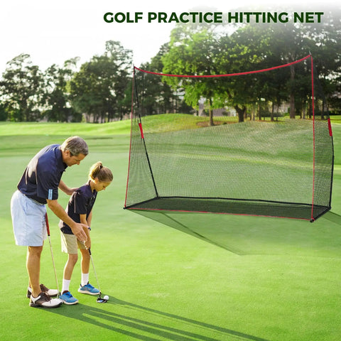 10x7 Ft Golf Practice Net For Backyard And Indoor Use Red Heavy Duty Net With Large Hitting Area on golf course