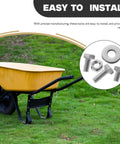 Stainless Steel Carriage Bolt Kit With Nuts And Washers 304 Grade Heavy Duty And Rock Solid beside a yellow wheelbarrow