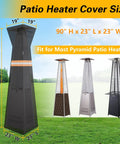 Pyramid Torch Patio Heater Cover With Zipper Storage Bag And Reflective Strip Heavy Duty 420D Waterproof Dust Proof Windproof UV Resistant Outdoor Standing Heater Cover Black 90H X 23L X 23W