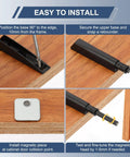 Installation steps for Magnetic Push Latches 8 Pack Hidden Push To Open Cabinet Hardware with gray finish on wooden cabinet.