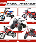 Product applicability chart for Heavy Duty 420 Chain 132 Link Chain With Breaker Tool And Links For 50cc To 212cc Dirt Bikes