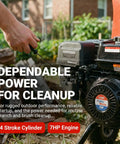 Ultra Duty 7 HP Gas Powered Wood Chipper Shredder Mulcher engine with pull start handle, backyard cleanup