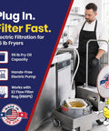 Built Tough Electric Deep Fryer Oil Filter System With Rapid Impurity Removal And Heavy Duty Portable Discard Grease Trolley For Busy Kitchen Crews Running Smooth.