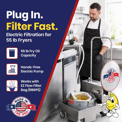 Built Tough Electric Deep Fryer Oil Filter System With Rapid Impurity Removal And Heavy Duty Portable Discard Grease Trolley For Busy Kitchen Crews Running Smooth.