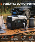 Heavy Duty 1800W Portable Power Station With Included 200W Solar Panel LiFePO4 Battery EV Backup on outdoor table