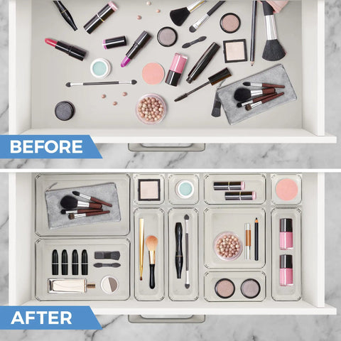 Six Pack Clear Drawer Organizers Heavy 6 X 9 Plastic Storage Bins With Non Slip Base Hella Durable Vanity Makeup Trays To Keep Your Dresser Crisp And Absolutely Clutter Free Forever