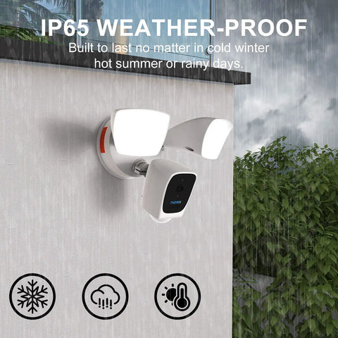 Smart Floodlight Camera With 2.4Ghz 1080P Outdoor Security, 2600 Lumen Flood Light, IP65 Weatherproof in rain