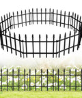 Decorative Metal Garden Fence Panels Set With Stakes Easy Install 11 Inch High By 12 Feet Long Black Yard Border Fence