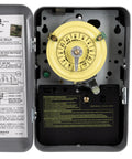 Heavy Duty 24 Hour Mechanical Timer Switch 120 Volt SPST for lights pumps fans HVAC, metal enclosure, manual override visible