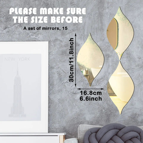 Teardrop Mirror Stickers 15 Pack Gold Wavy Acrylic Removable Wall Decals DIY 3D Art For Living Room And Bathroom Modern