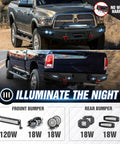 YZONA Ram bumper set for 2010–2018 Ram 2500/3500 (front & rear) with winch plate and LED lights, black