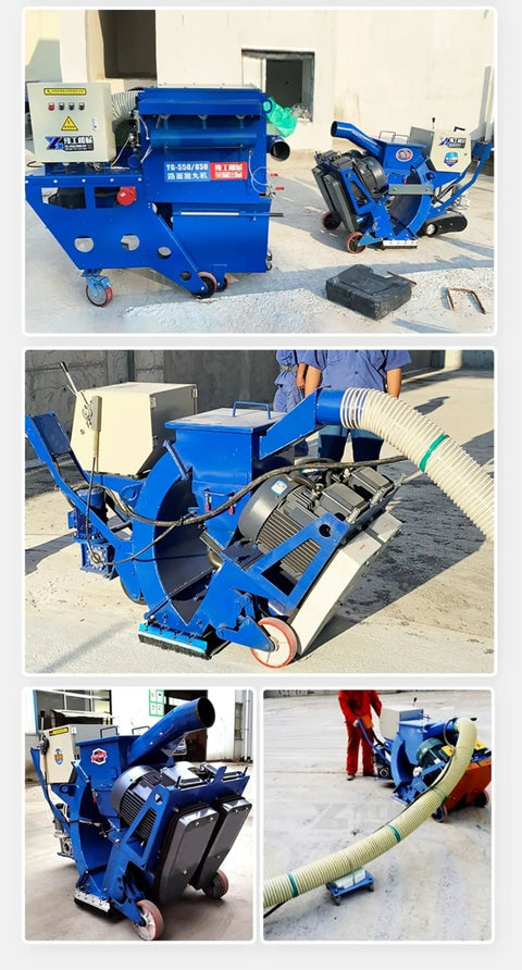 Heavy Duty Concrete Shot Blasting Equipment for Floor Preparation and Surface Refinement, High Power Floor Shot Blaster for Construction Sites, Warehouses and Commercial Buildings on wheels