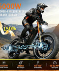 Heavy Duty Fat Tire Electric Bike For Adults Packing 6000W Dual Motors kicking up dust on rugged trails.