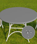 Round Vinyl Tablecloth With Elastic Edge And Flannel Backing, No-Slip No-Fuss 100 Percent Waterproof Fitted Cover For 36 To 44 Inch Tables, Wipeable Plastic Table Cloth For Picnic And Outdoor Use, Grey on outdoor table