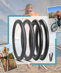 Two Pack Cruiser Bike Tire Kit With Tubes And Levers 24x2.125 Inch folding puncture resistant tires for beach cruisers display