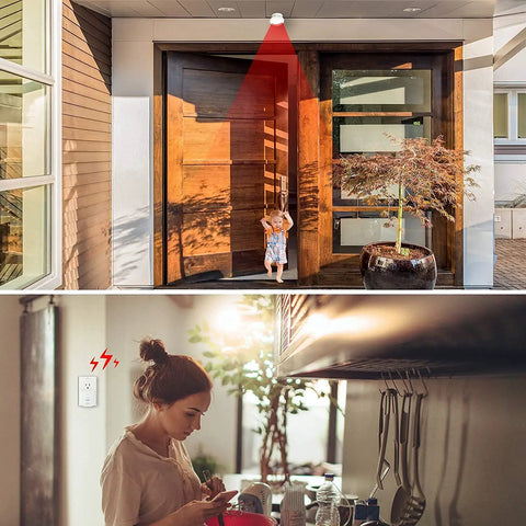 Motion Sensor Door Chime With 32 Ringtones And 5 Volume Levels, Indoor Entry Alarm For Home Or Office, Silent Mode, LED Indicator, Easy Setup, Great For Front Door, Back Door, And Hallways on front entry and wall outlet