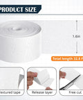 Self Adhesive Drywall Joint Tape 1.5 Inch By 32 Foot Textured Roll, showing textured surface and cutting process