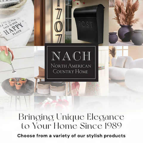 Collage of home decor with focus on black Heavy Duty Outdoor Wall Mount Mailbox 10 By 10 By 4 Inches, Chicago style.