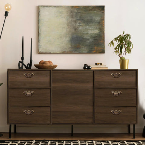 Dresser with Vintage Look Bail Drawer Pull 2.5 Inch Center To Center Dark Antique Bronze Handles, Classic Finish