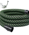 Make Quick Work Of Any Mess With This Beefy Heavy Duty Dust Extractor Hose Compatible With Festool Ct Shop Vacs 3.5 Meter Long D27 32mm Smooth Suction Tubing, green and black hose coiled.