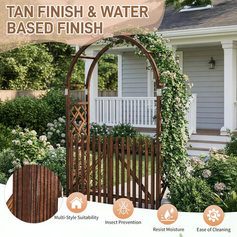 Heavy Duty Wooden Garden Arbor With Gate Trellis For Ceremony And Wedding Decor Garden Arch Pergola For Plant Climbing