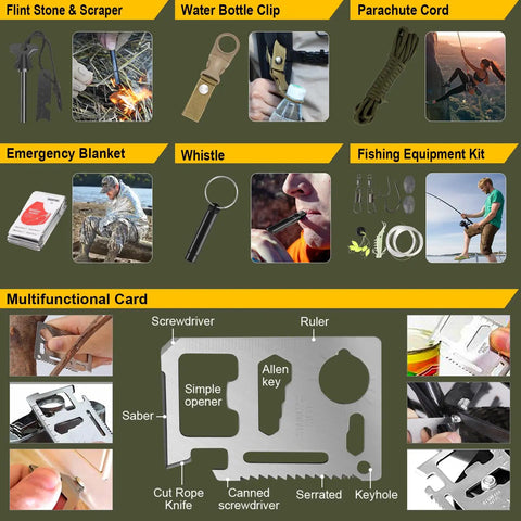 Go To 200 In 1 Survival Kit For Outdoors And Everyday Prep With Upgraded First Aid Gear Tactical Camping Tool Kit display