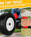 Flat Free Tire And Wheel Set 13x5.00-6 For Riding Lawn Mower with 3mm Chevron-Style Tread, Solid Rubber, Pre Assembled Rims, 2 Pack