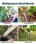 Seed Dibber Tool With Measuring Scale And Stainless Steel Tip Wooden Handle For Precise Seed Planting Transplants Bulbs