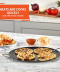 13.5 Inch Carbon Steel Nonstick Round Comal With Metal Handles Durable Black Pan For Tortillas Searing And Everyday Cooking