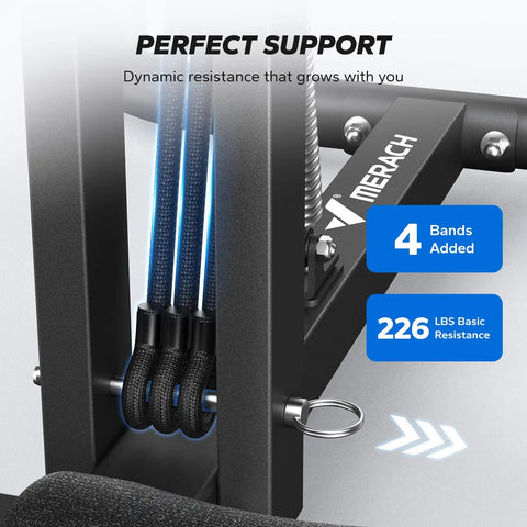 Adjustable Blue Steel Squat Assist Frame For Glute And Quad Growth Heavy Duty Beast Mode Leg Day Crusher With Four Resistance Levels portable gym gear showing dynamic resistance bands and features.