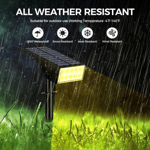 12 Pack Outdoor Solar Spotlight Lights IP65 Waterproof, Ultra Bright 800 Lumens, 30 LEDs, glowing in rain