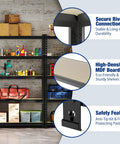 Beefy Heavy Duty Garage Storage Shelf System With 2180 Lbs Total Capacity Five Tier Adjustable Steel Shelves Tall 72 Inch Garage Rack For Basement Kitchen Pantry Black Finish displaying various items on shelves with feature highlights