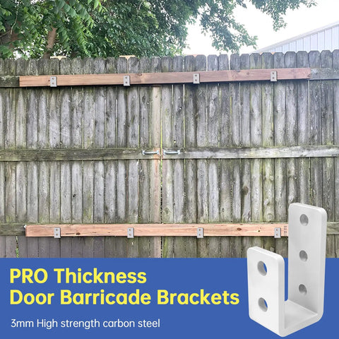 Built Tough Heavy Duty 2x4 Door Barricade Brackets U Shaped Security Brackets For Wood Sheds Gates And Basement Doors 2x4 Lumber Lock Rust Resistant Steel White installed on wooden gate