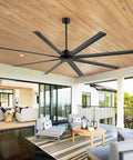 84 Inch Solid As A Rock Industrial Ceiling Fan With No Sweat Remote Setup And Eight Durable Aluminum Blades in outdoor living space.