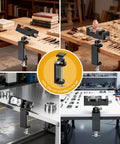 Built Tough Rotating Vise Stand Featuring Rock Solid Grip And 360 Degree Swivel on various work tables, showing versatility in use.