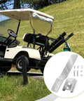 SMV Triangle Sign Mount Bracket In Galvanized Steel With 4 Screws shown with golf cart backdrop for road safety compliance.