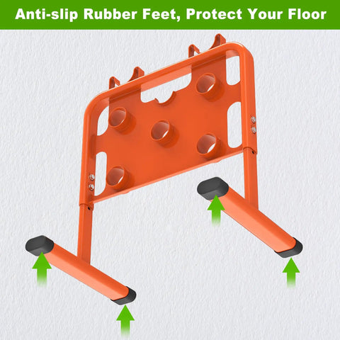 Heavy-Duty Adjustable Wire Dispenser And Welded Steel Spool Rack with anti-slip rubber feet detail
