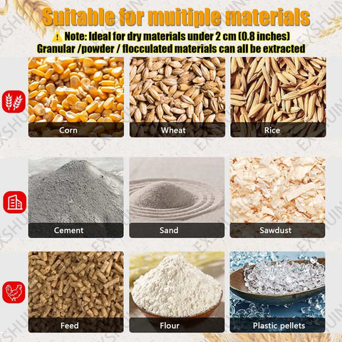 Various materials for Portable Screw Conveyor Auger With 2200W Motor Delivers Fast Grain Transfer 100 Kilograms Per Minute To 200 Kilograms Per Minute