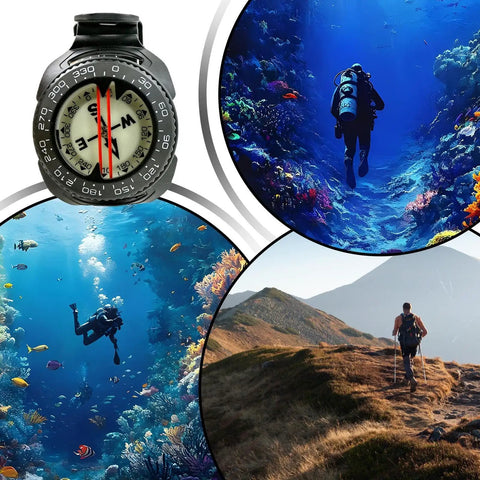 All Weather Dive Compass With Built In Light For Clear Readings Anywhere in underwater and hiking environments