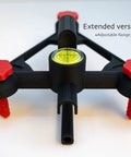 Rock Solid Golf Launch Monitor Stand With Quick Height Adjustments From Quarter Inch To Two Inches, adjustable height setup with level.