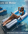 Rechargeable Dual Motor Electric Pool Lounger Inflatable Water Float with user relaxing in pool