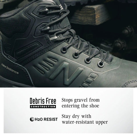 Built For The Grind Mens Composite Toe Work Boots Featuring Met Guard And Puncture Resistance, Non Slip Leather Safety Shoe For Rough Jobsites, Electrical Hazard Safe, Black Wide Fit
