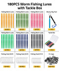 Ultimate Wacky Worm Kit For Bass Fishing With 180 Soft Plastic Lures 48 5.5 Inch Worms 100 O Rings Wacky Rig Tool 30 Hooks