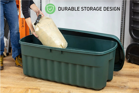 Kickass 54 Gallon Stackable Storage Totes With Secure Lids, Heavy Duty Recycled Plastic Bins For Garage Cleanout And Home Organization, Big Time Reusable Containers Pack of 2