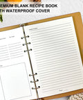 Open page of Leather Recipe Book With Index Pages And Templates, The Ultimate Recipe Notebook For Recording Your Own Dishes